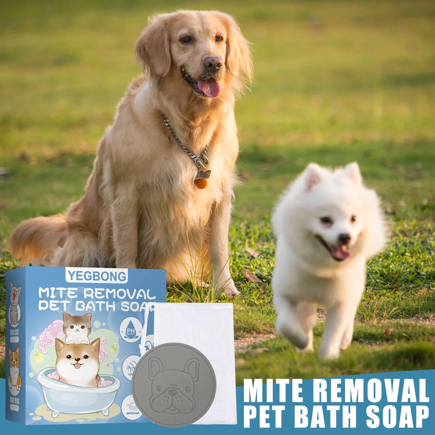 Pet Mite Removal Bath Soap for Dogs and Cats Cleaning