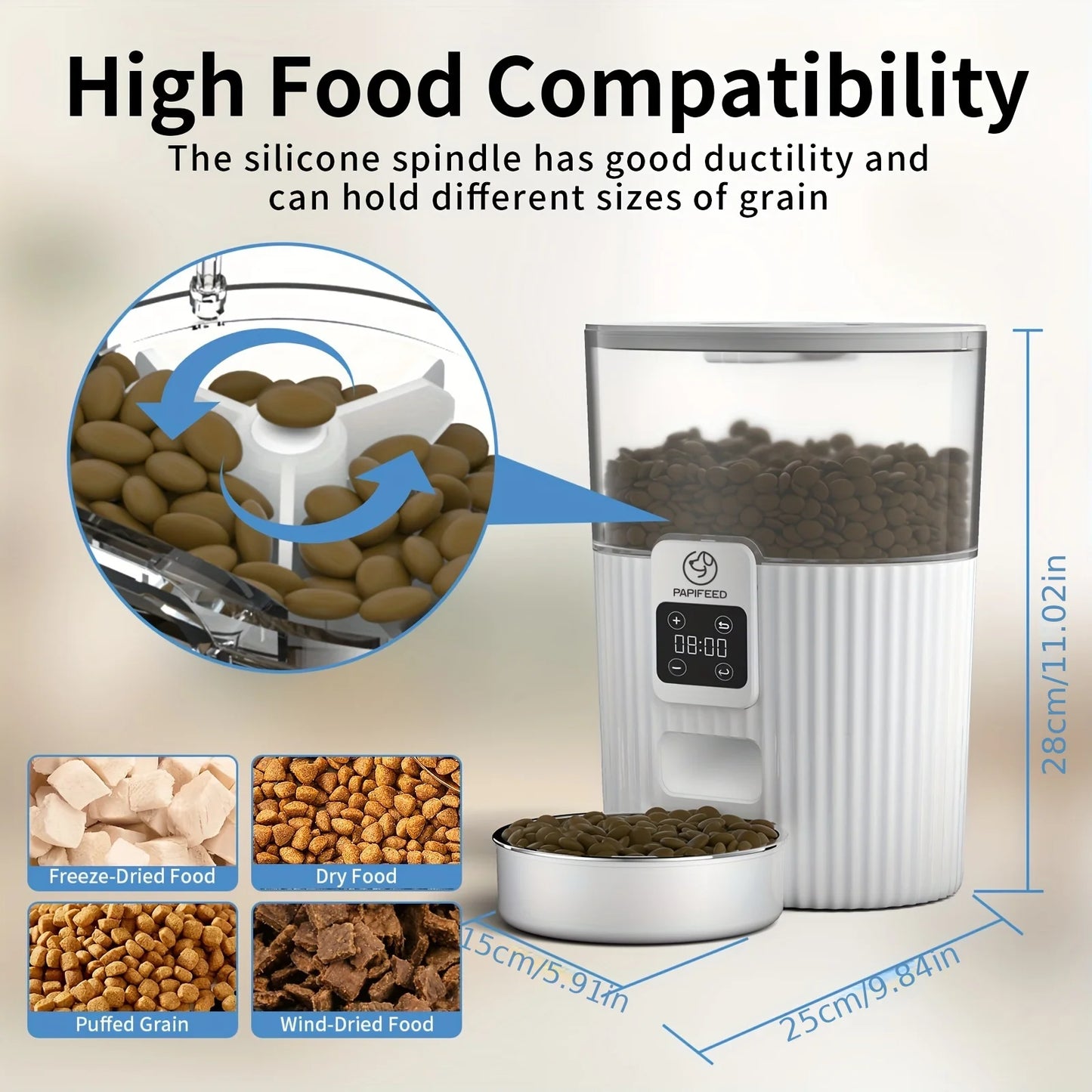 PAPIFEED Smart Cat Dog Food Dispenser With WiFi Remote Control