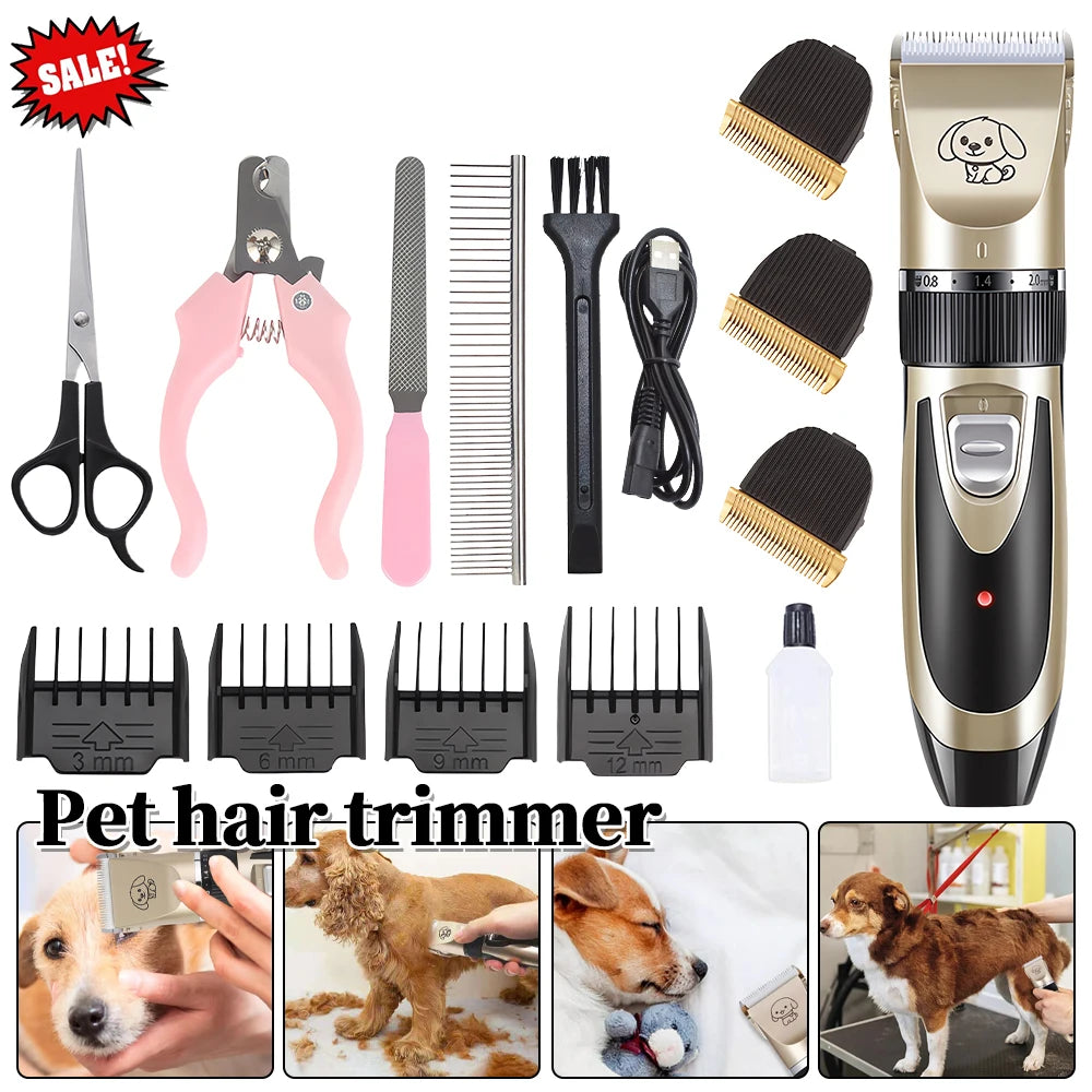 Pet Clipper Grooming Kit Rechargeable Hair Trimmer for Cats and Dogs