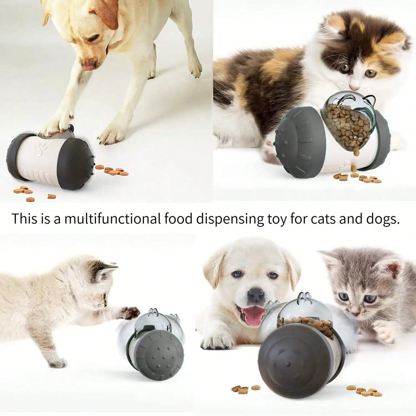 Snack Dispensing Dog Toy Rocking Bear Food Dispenser Tumbler
