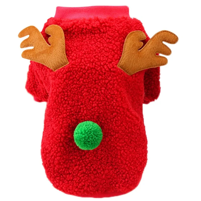 Autumn Winter Cute Christmas Dog Coat Grain Velvet Pet Sweater New Year Party Shirt Festival Clothing Outfit