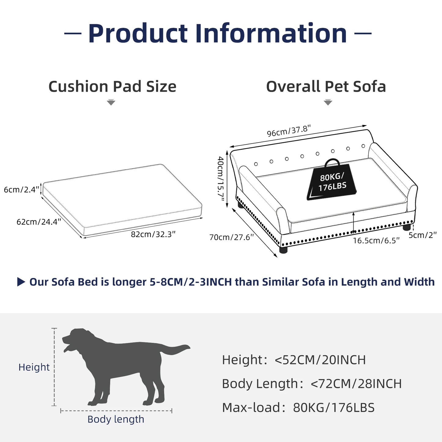 Luxury Velvet Tufted Dog Sofa Bed With Wood Frame
