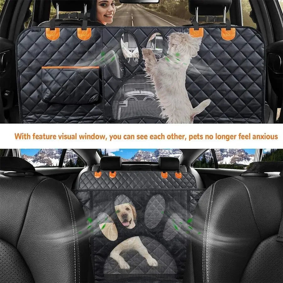 Waterproof Dog Car Seat Cover Hammock with Mesh Window and Zipper