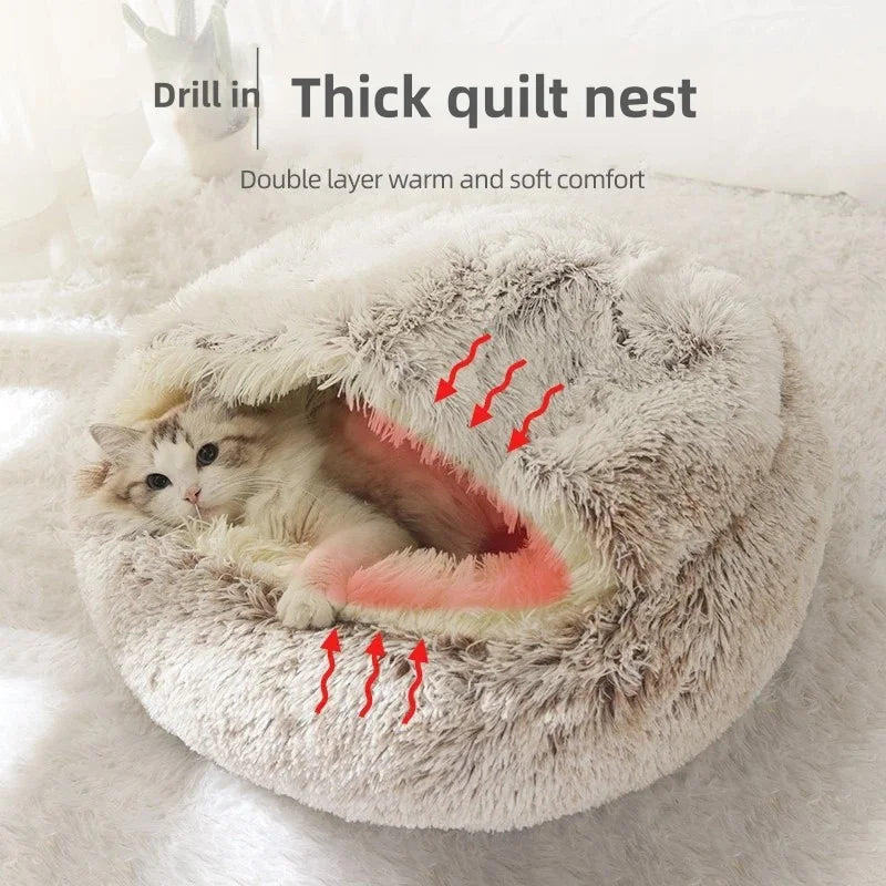 LEWENCN Autumn and Winter Soft Plush Pet Bed for Cats Warm Comforter Nest Shell