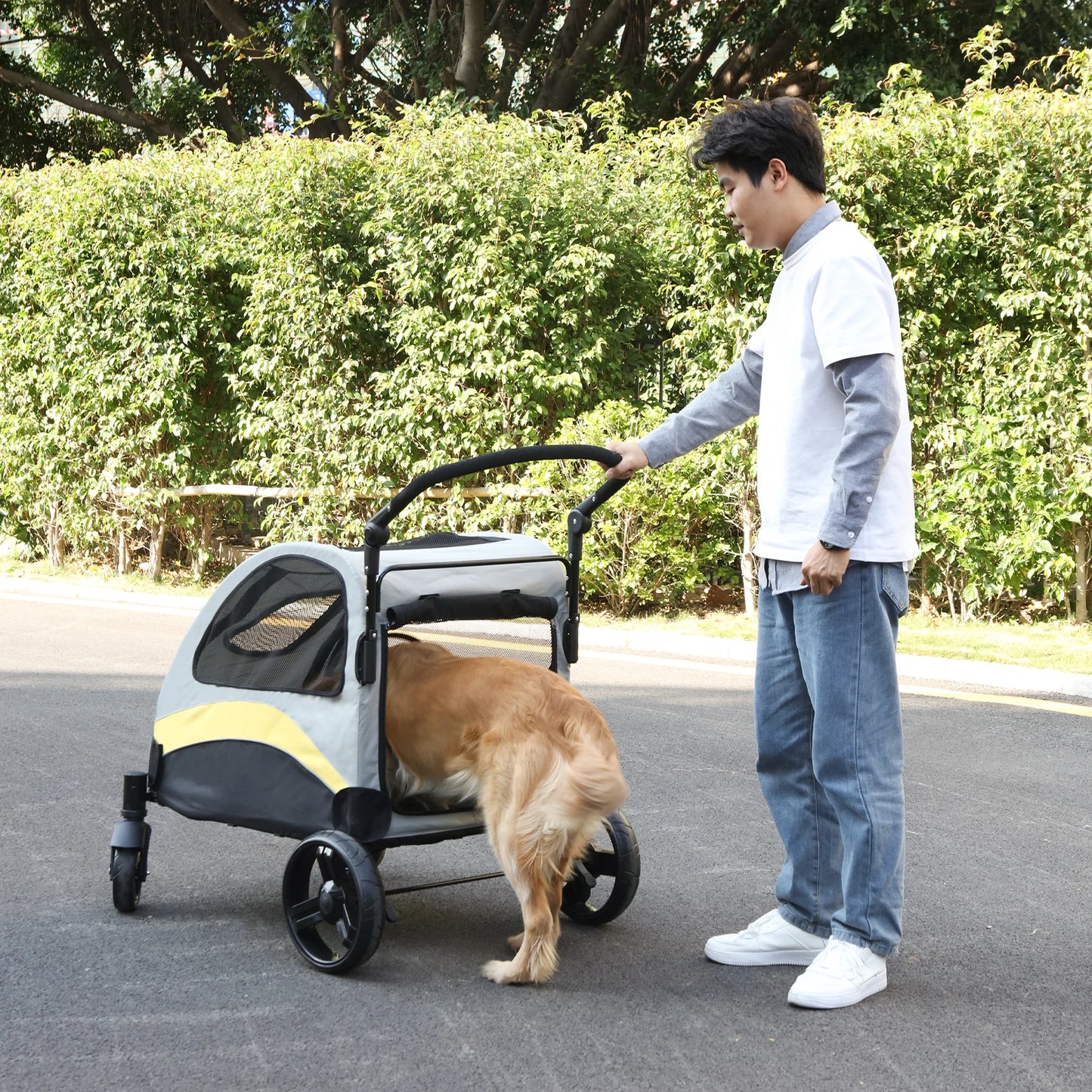 Portable Dog Stroller for Large Dogs Foldable Travel Carrier