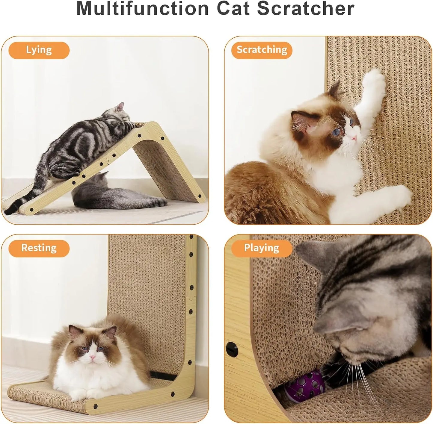 L Shape Cat Scratcher 23.6 Inch Cardboard Scratch Pad for Cats