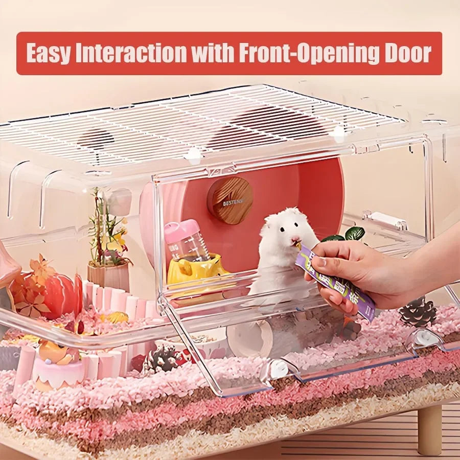 Deluxe Acrylic Hamster Cage With Slide Door