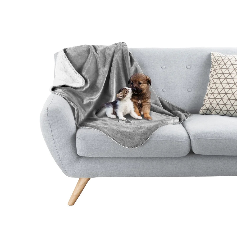 Reversible Waterproof Dog Blanket Soft Sherpa Fleece Machine Washable Pet Throw Couch Furniture Protection