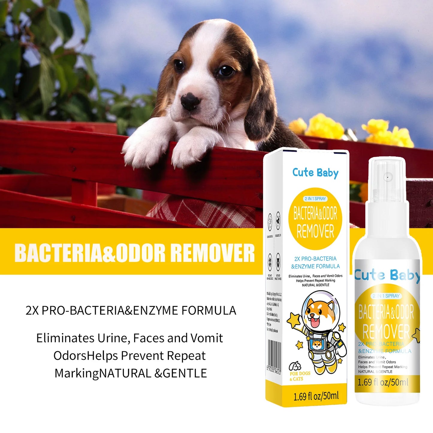 Pet Deodorant Spray 50ml for Cats and Dogs Odor Elimination
