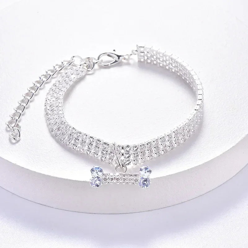 Zhejiang Adjustable Pet Collar Diamond Zircon Bone Pendant