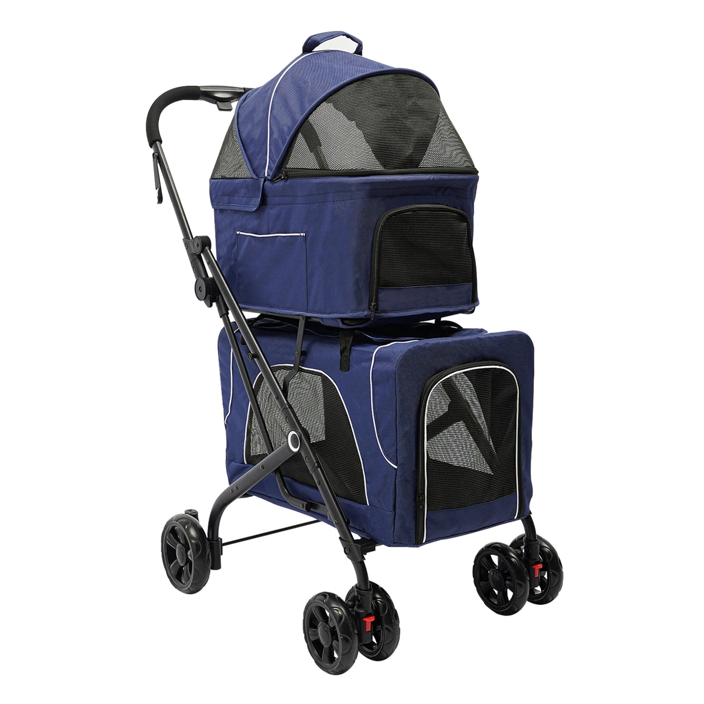 Breed Foldable Pet Stroller Travel With Storage Basket