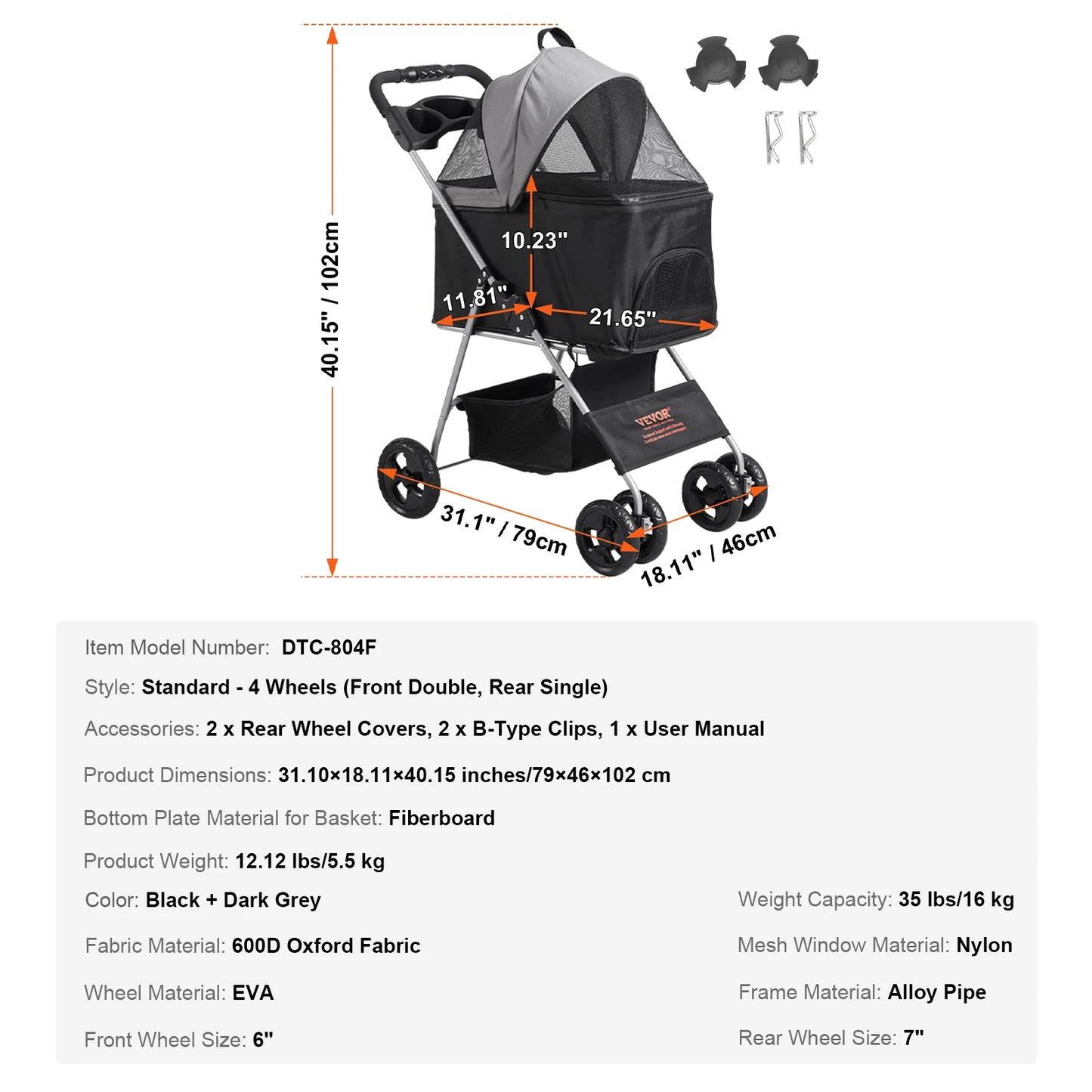 Lightweight SucceBuy Pet Stroller Carrier for Dogs and Cats