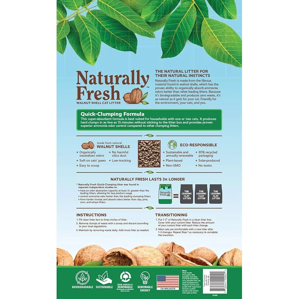 Walnut Shell Cat Litter 26lbs Unscented Odor Control Easy Clean