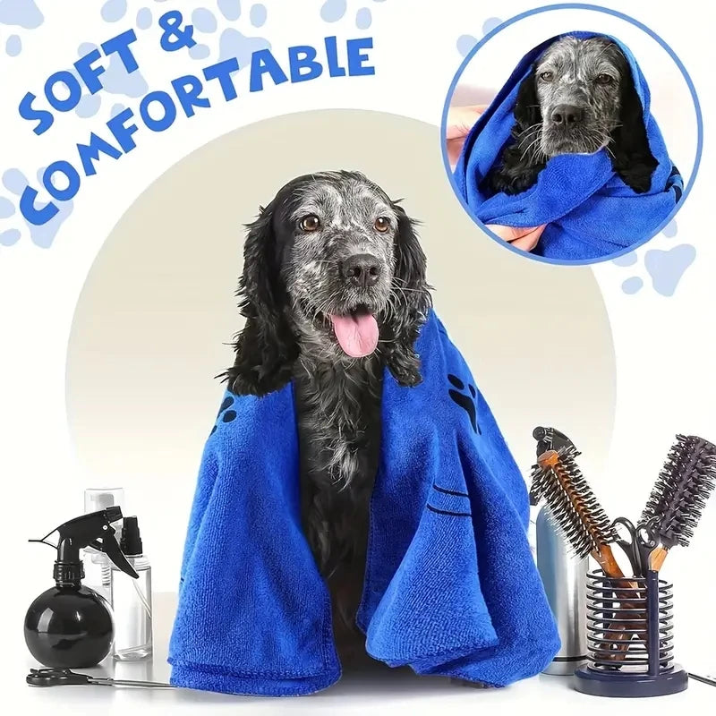 2pcs Soft Microfiber Dog Towels Quick Dry Absorbent Grooming