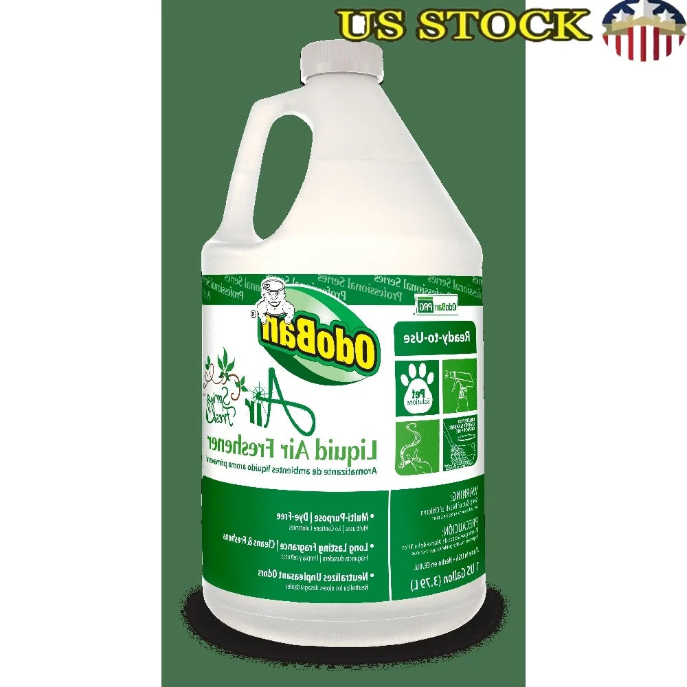 Liquid Air Freshener RTU Spring Fresh Deodorizer 1 Gallon Effective Odor Eliminator for Pets Tobacco Cooking Mold and Mustiness