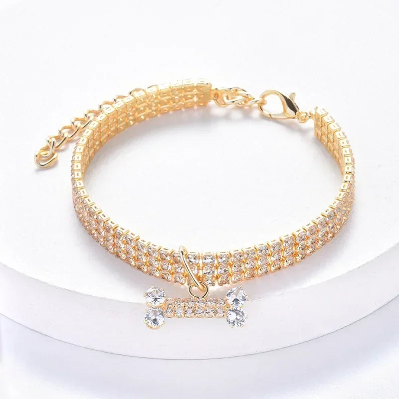 Zhejiang Adjustable Pet Collar Diamond Zircon Bone Pendant