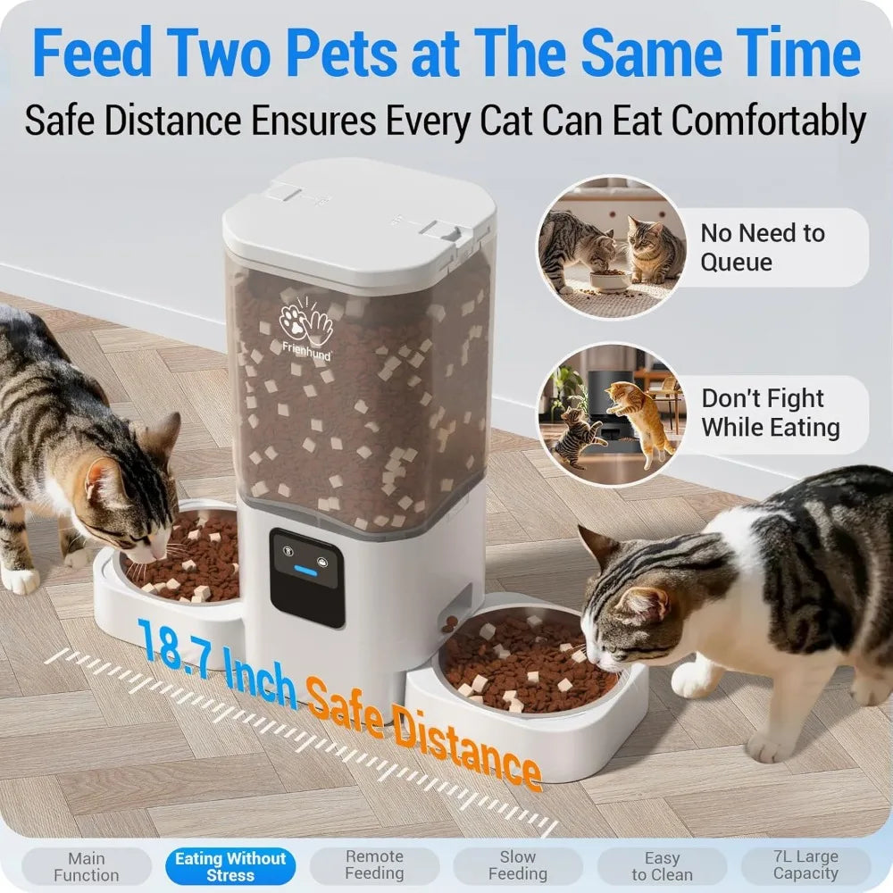 Automatic Cat Feeder WiFi Slow Feed Large Capacity for Two Cats