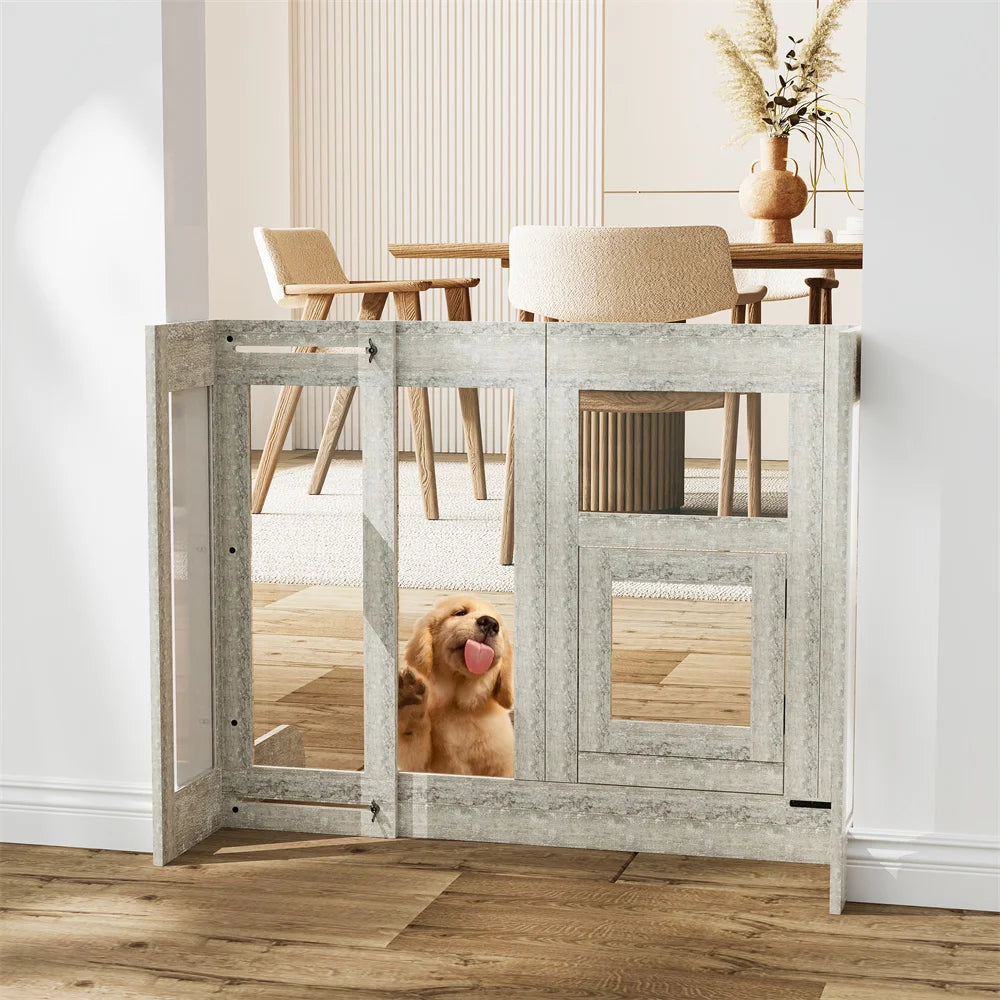 Dog Door Heavy Duty Tempered Glass Pet Gate Retractable
