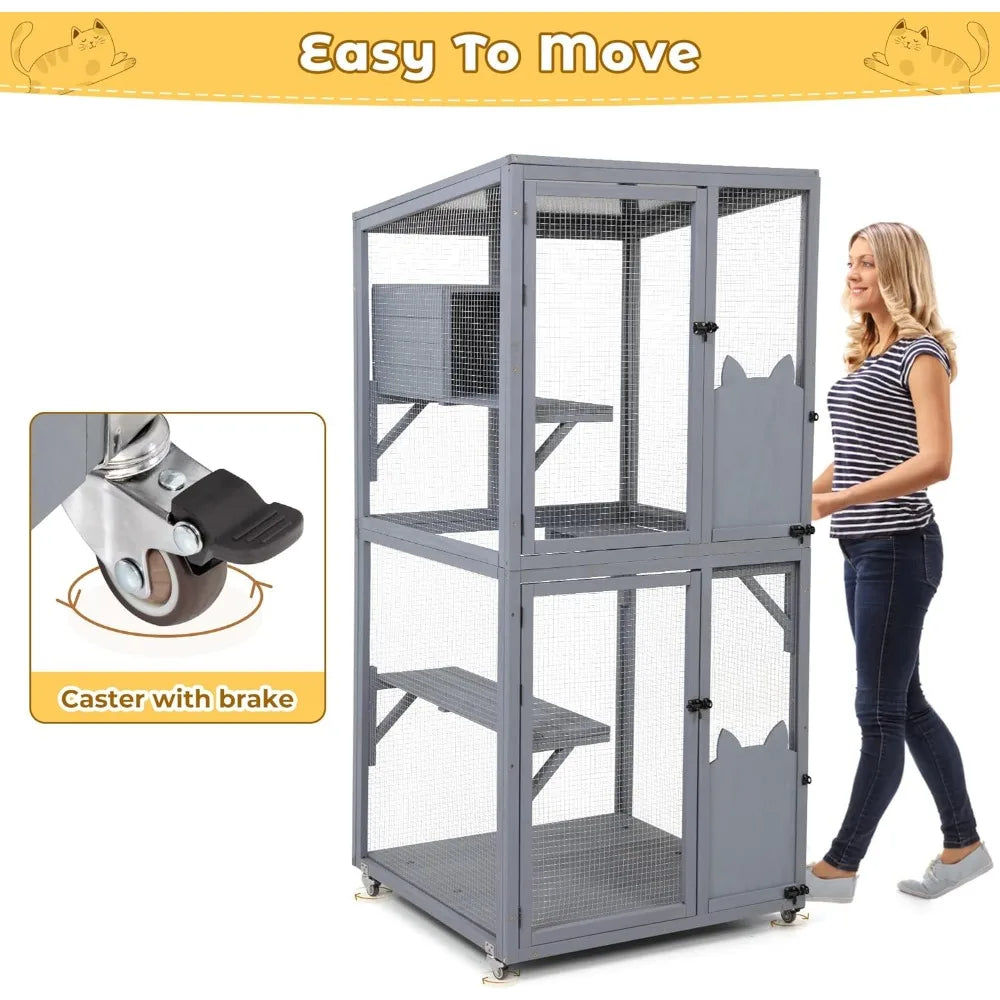 Closure Outdoor Cat Enclosure Wheels Window Access Cage