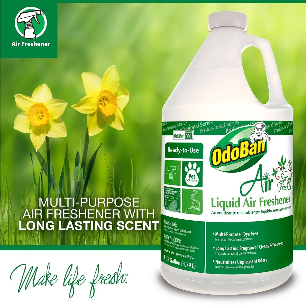 Liquid Air Freshener RTU Spring Fresh Deodorizer 1 Gallon Effective Odor Eliminator for Pets Tobacco Cooking Mold and Mustiness
