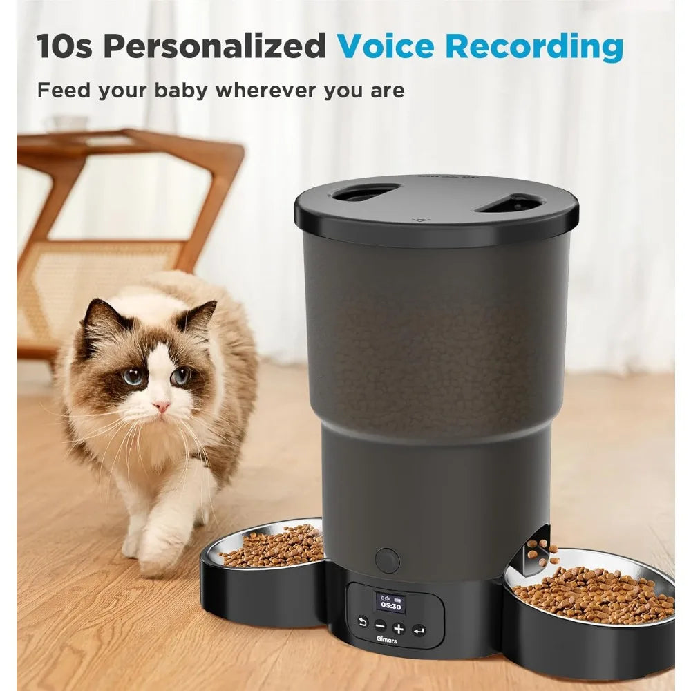 5L Automatic Cat Feeder for Two Cats with Programmable Meals