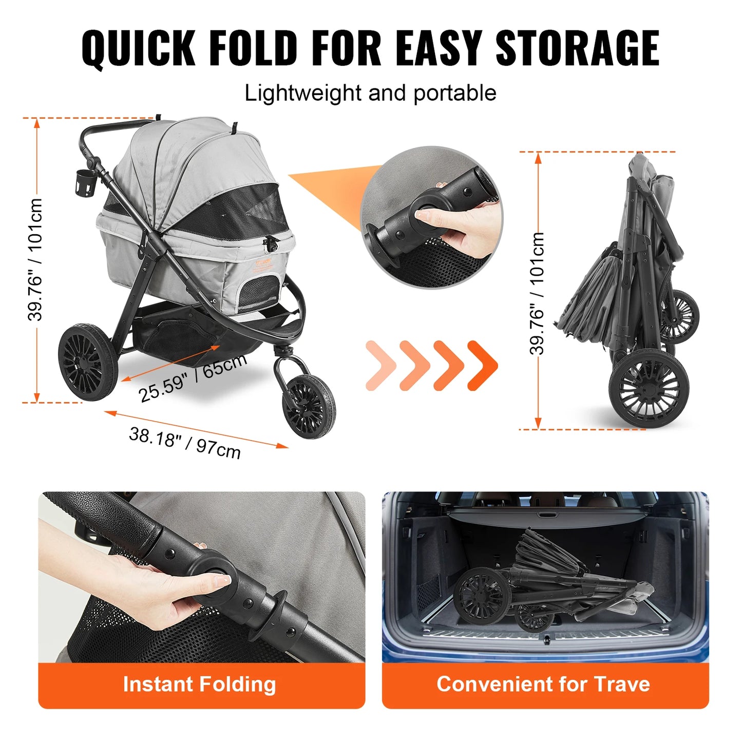 Lightweight SucceBuy Pet Stroller Carrier for Dogs and Cats