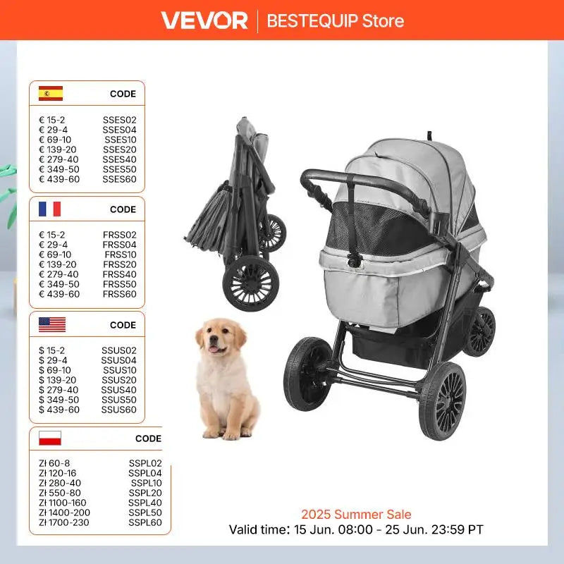 Lightweight SucceBuy Pet Stroller Carrier for Dogs and Cats