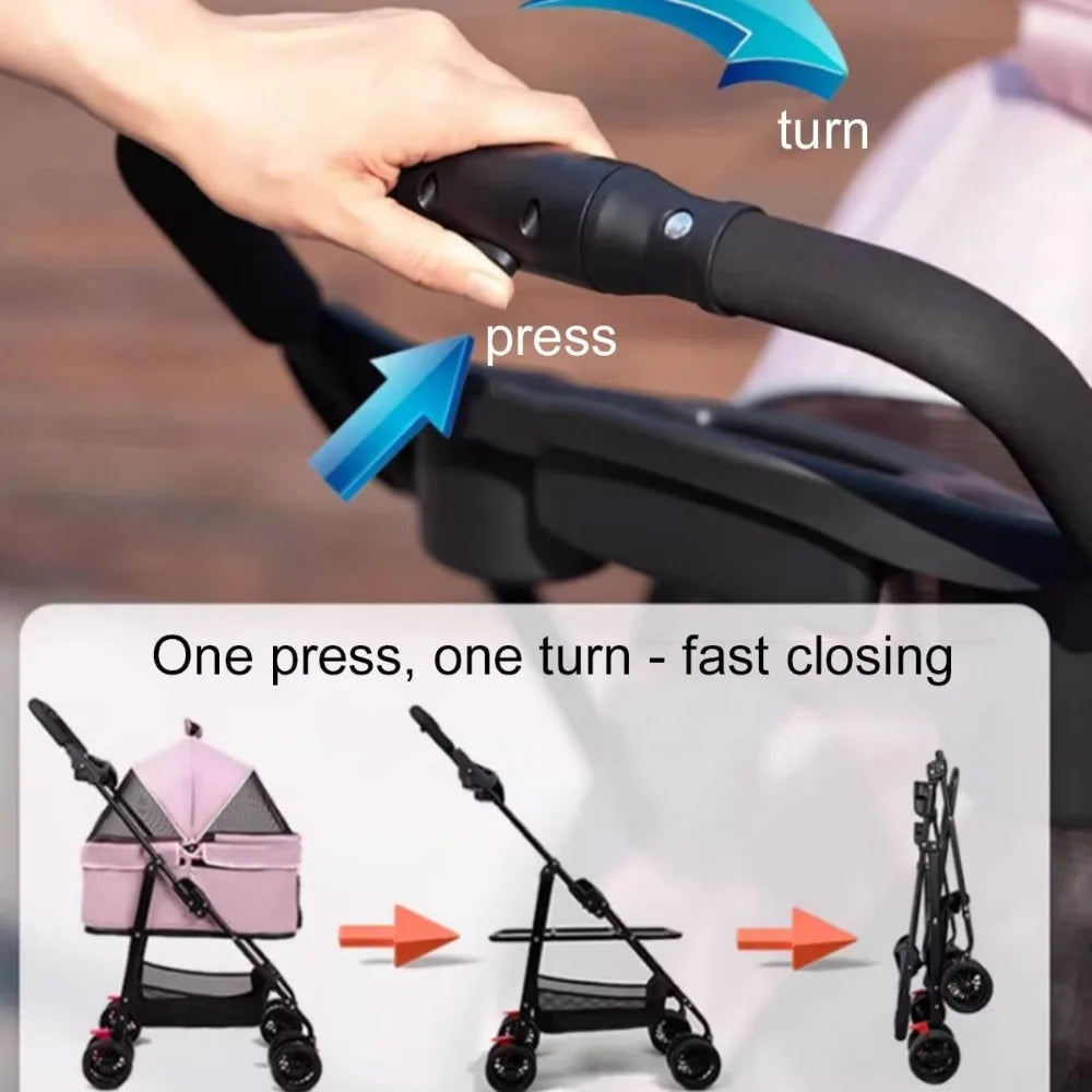 Folding Pet Stroller with Detachable Carrier for Dog Travel by NoEnName