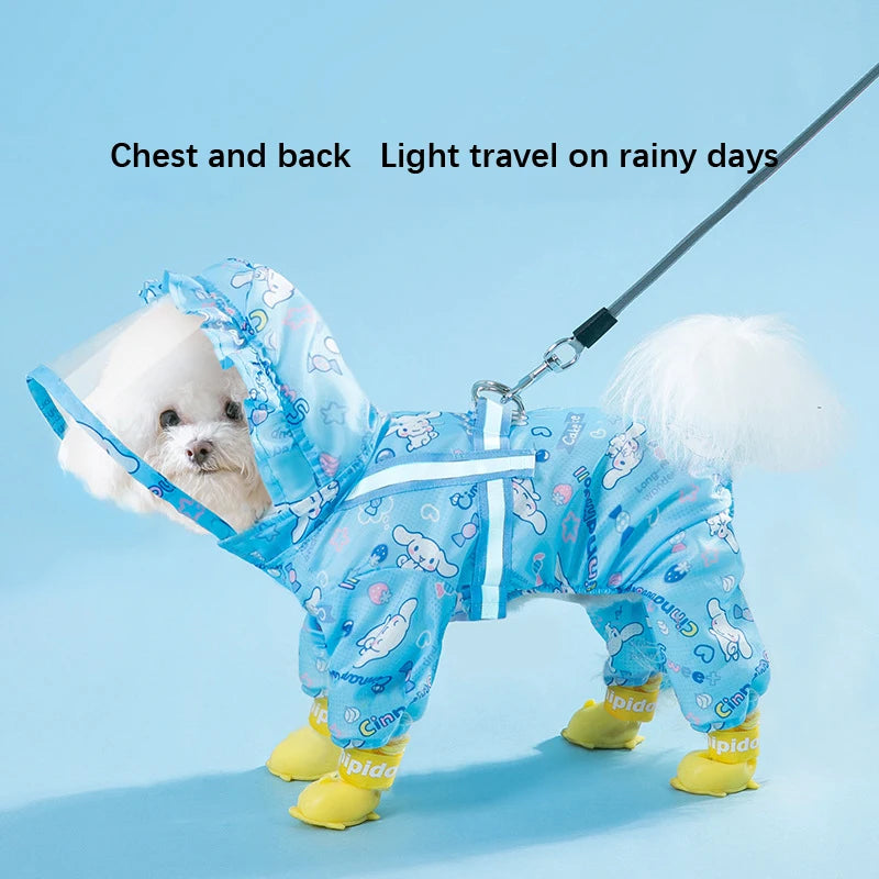 Cinnamoroll Waterproof Pet Raincoat with Hood for Dogs of All Sizes Stylish and Functional Rain Jacket