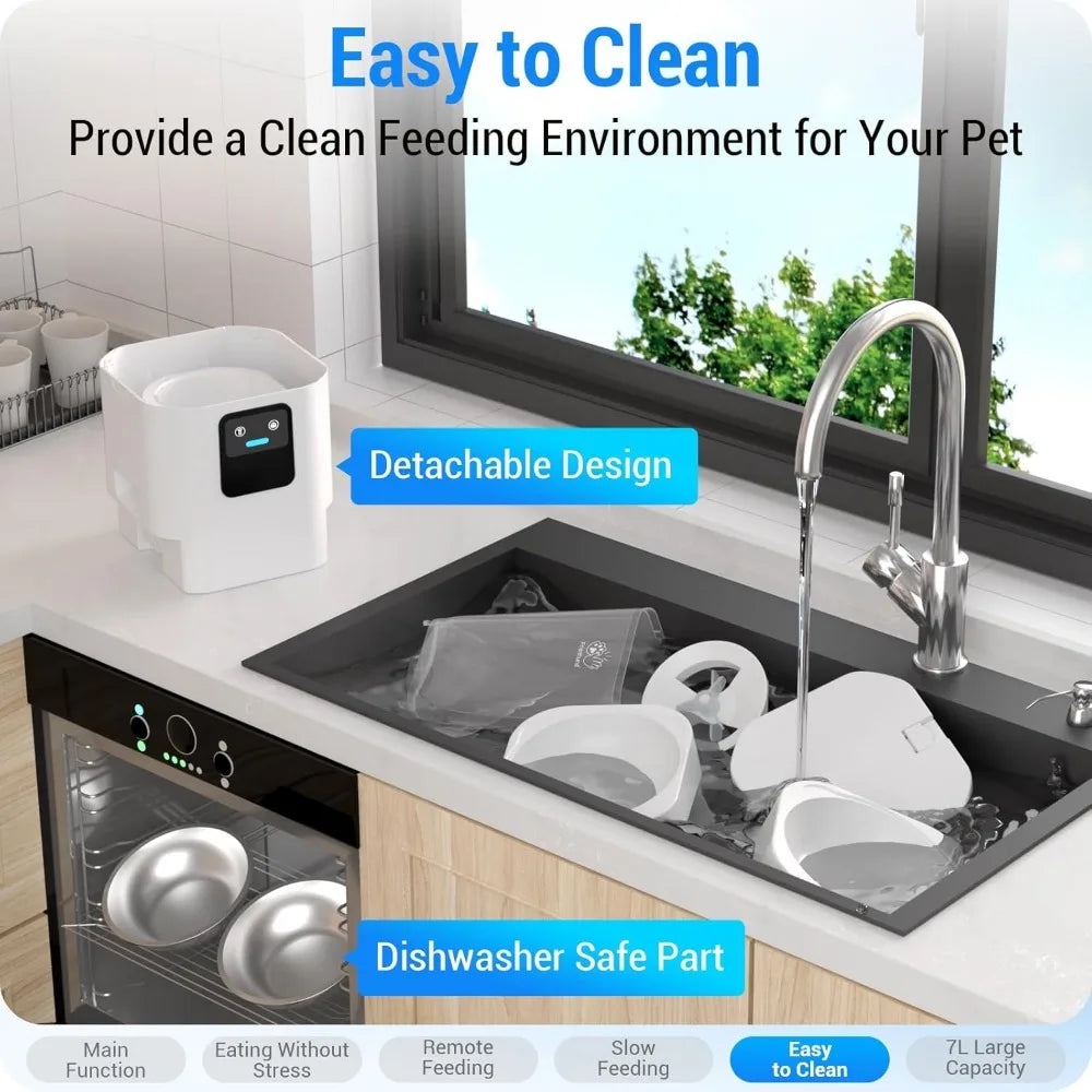 Automatic Cat Feeder WiFi Slow Feed Large Capacity for Two Cats