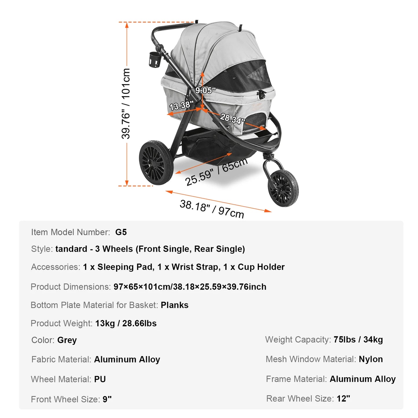 Lightweight SucceBuy Pet Stroller Carrier for Dogs and Cats