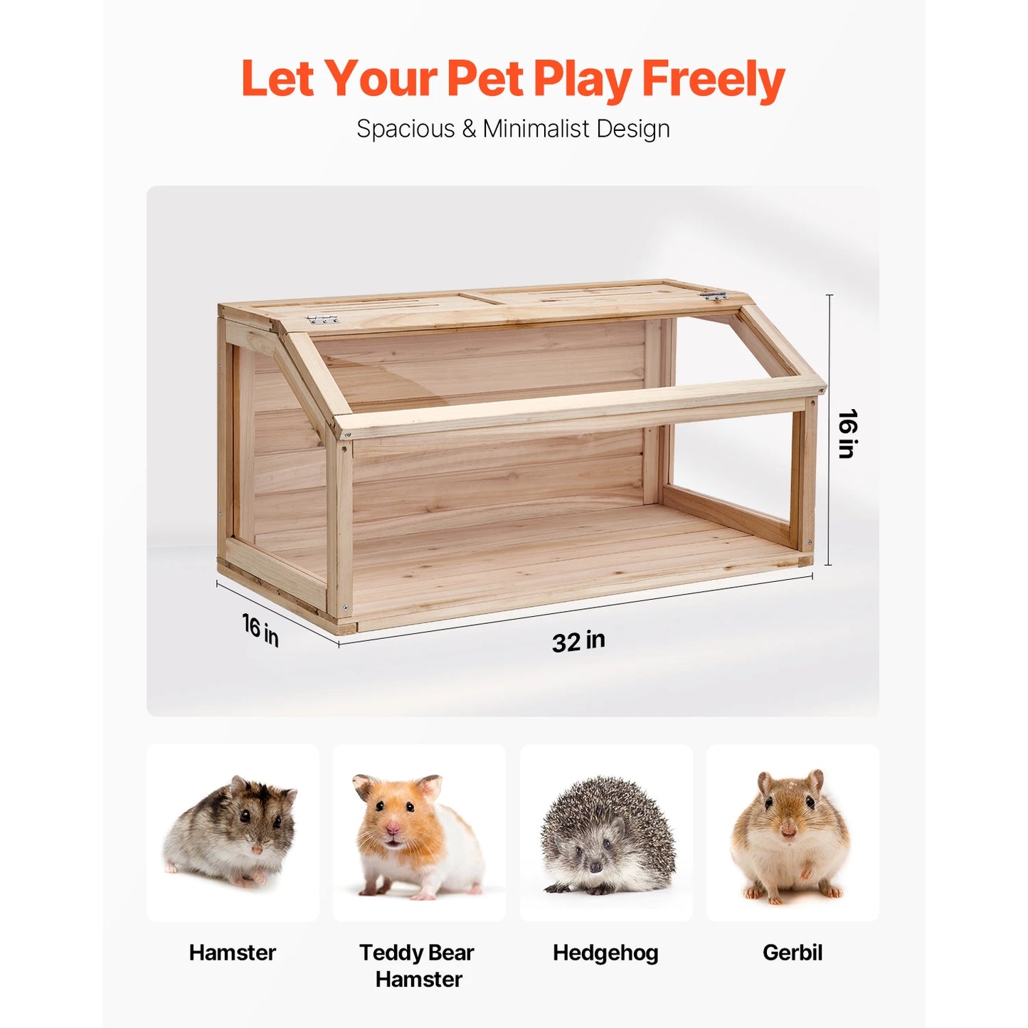 Wooden Hamster Cage Habitat Open Top Small Animal House