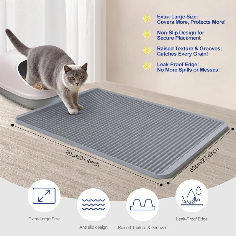 Silicone Cat Litter Mat Large Waterproof Non Slip Durable 31x23