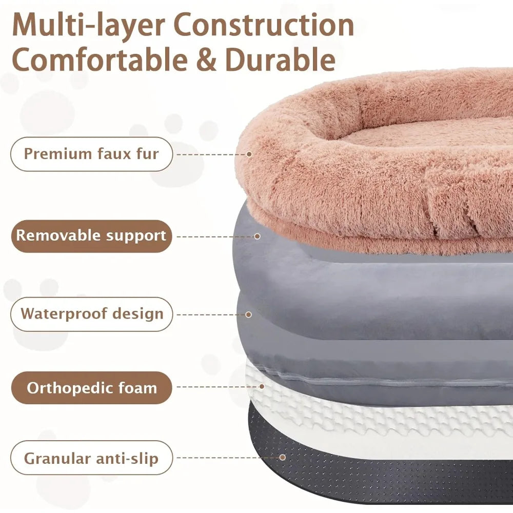 XMSJ Memory Foam Dog Bed With Plush Pillow And Blanket