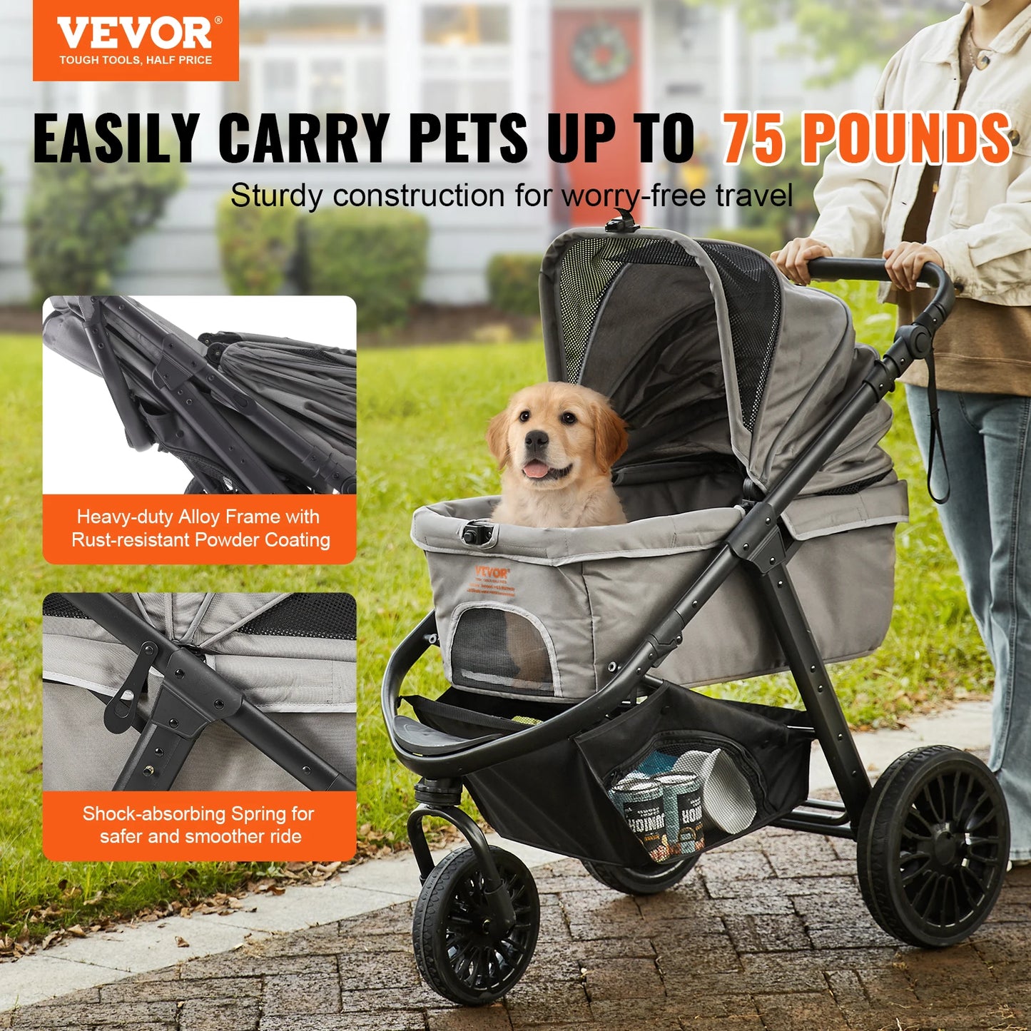 Lightweight SucceBuy Pet Stroller Carrier for Dogs and Cats