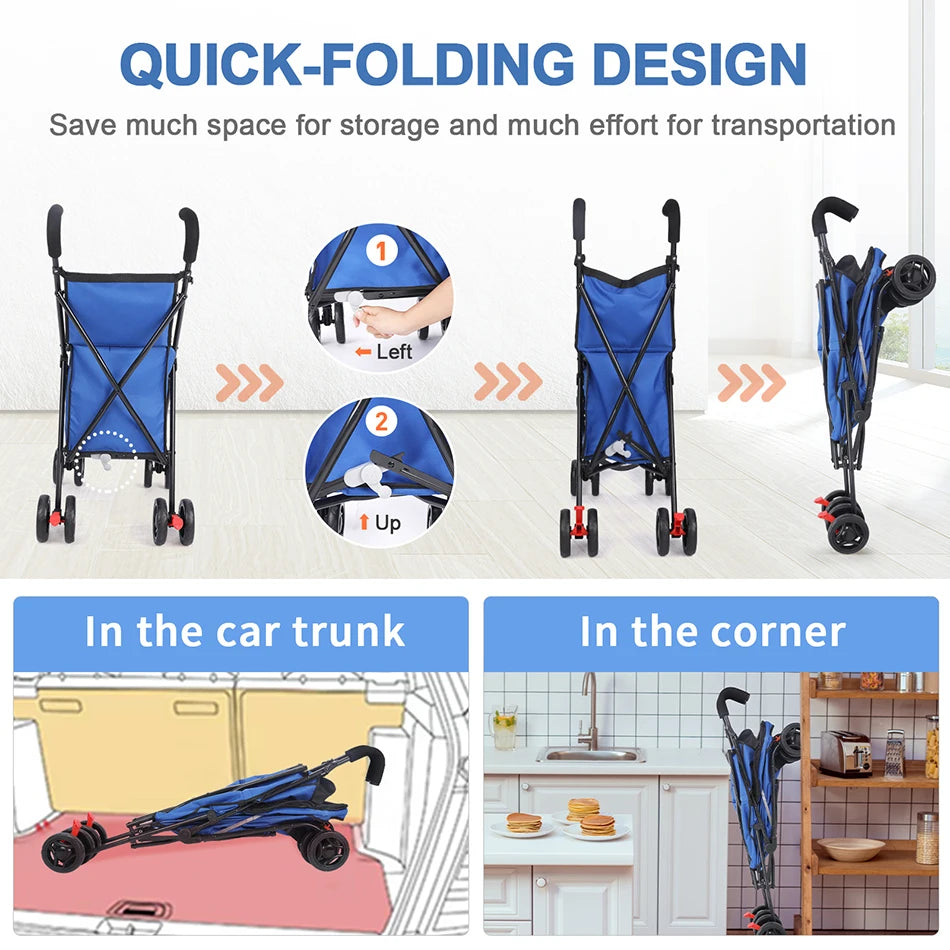 Waterproof Pet Stroller for Dogs and Cats Folding Travel Carrier
