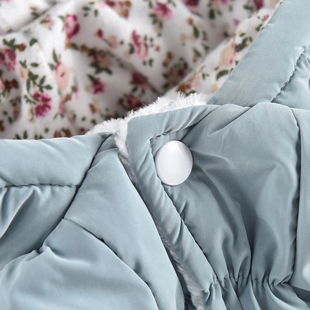 Winter Warm Dog Dress Puppy Pet Coats Princess Floral Bubble Skirt Hooded Jacket Chihuahua Yorkie Outfit Clothing