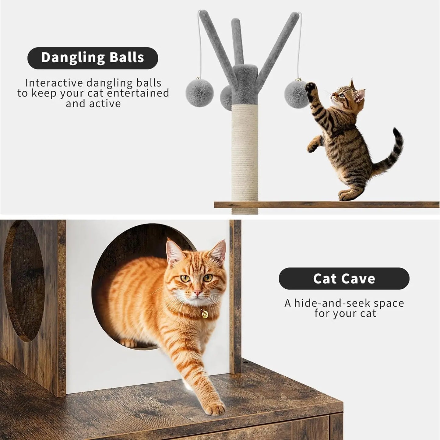 Friendly Finds Cat Tree Litter Box Enclosure 3 In 1