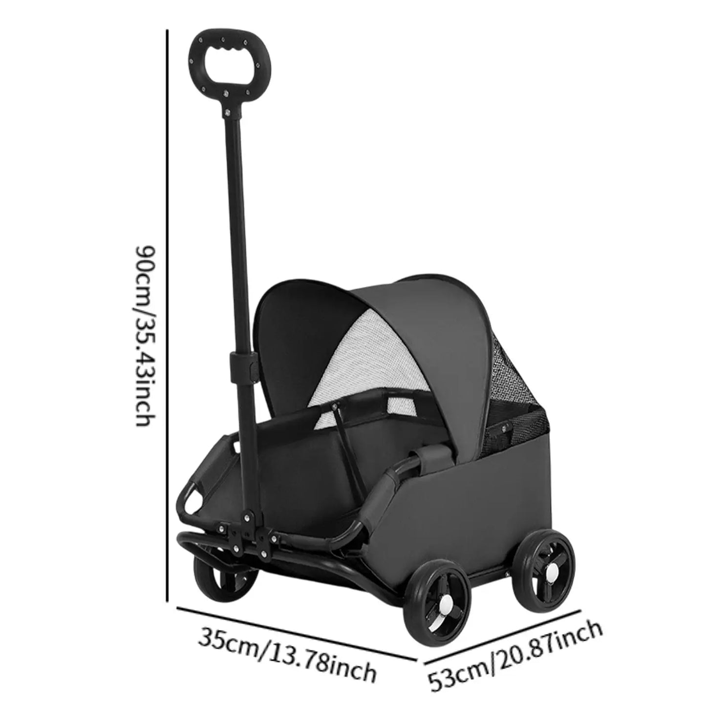 Pet Stroller With Sun Cover Breathable For Dogs Cats