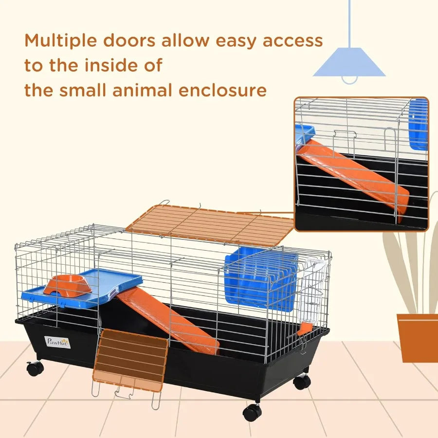 Small Animal Cage With Rolling Wheels Pro