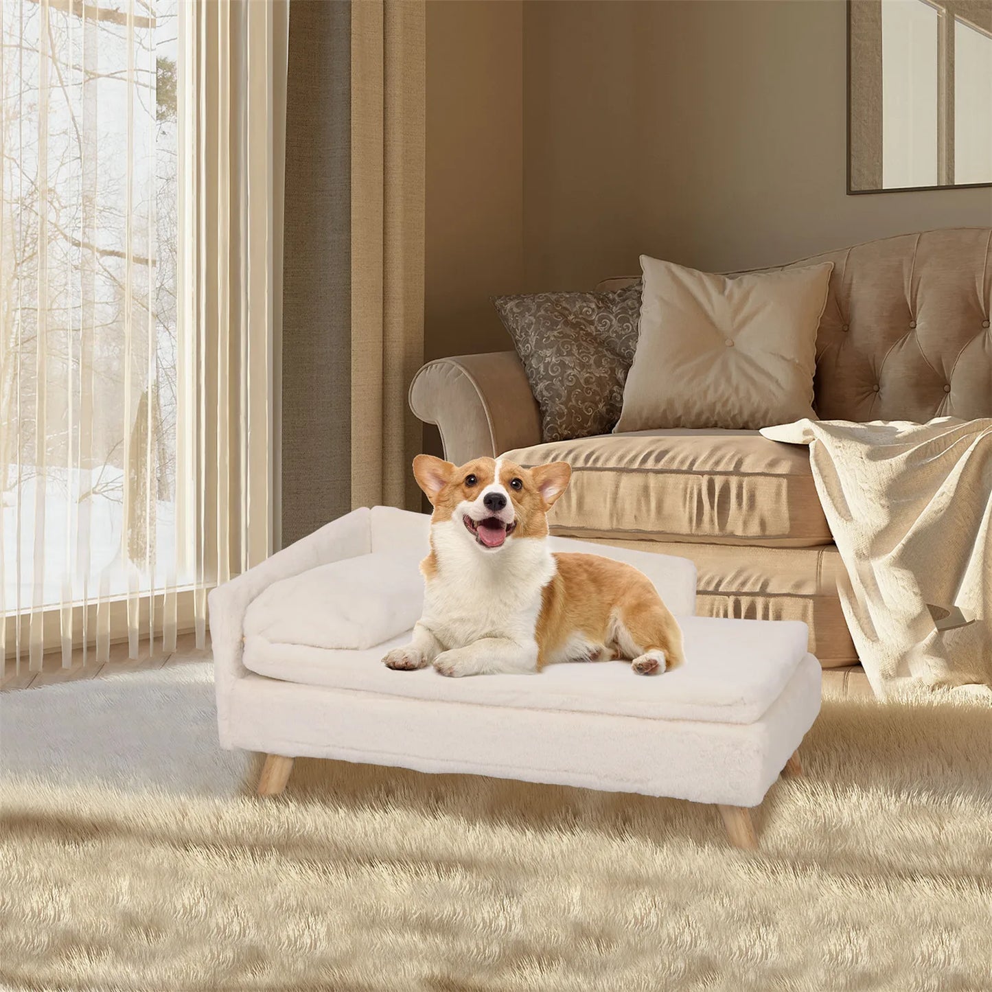 BINGOPAWCN Elevated Pet Bed Nordic Stool With Cozy Pad
