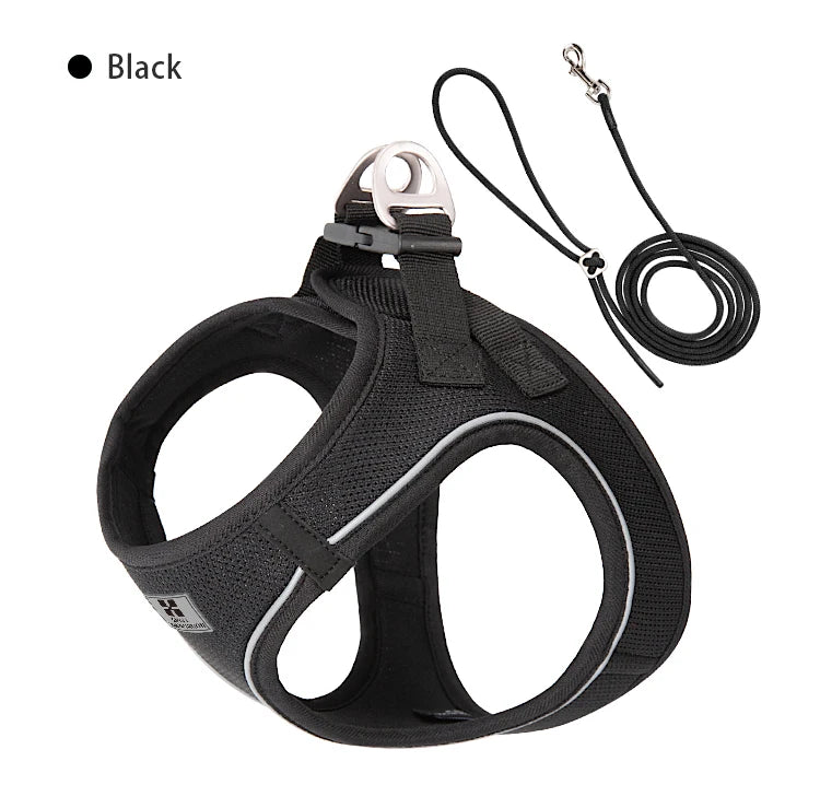 Adjustable Reflective Dog Harness Leash Set for Small Dogs
