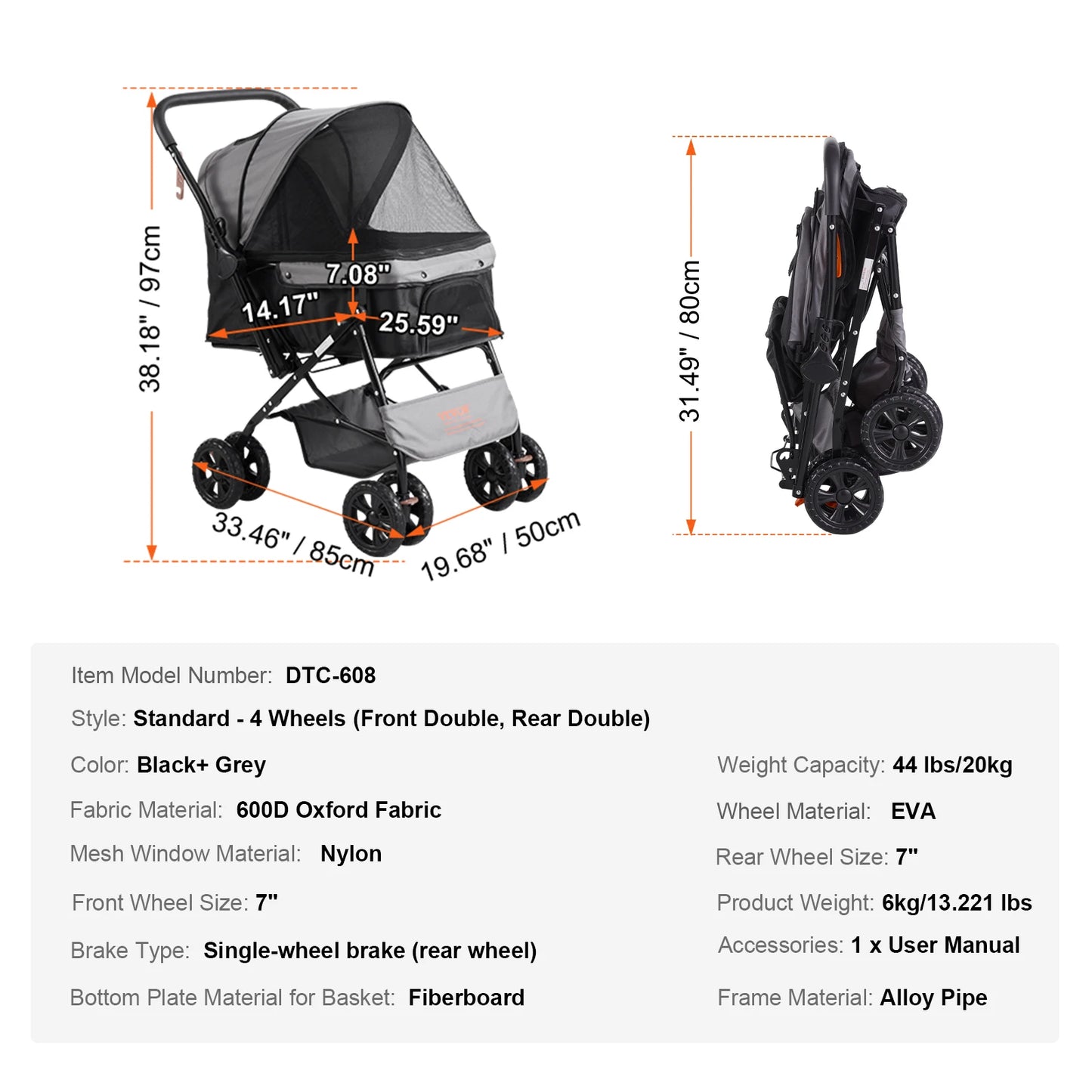 Lightweight SucceBuy Pet Stroller Carrier for Dogs and Cats
