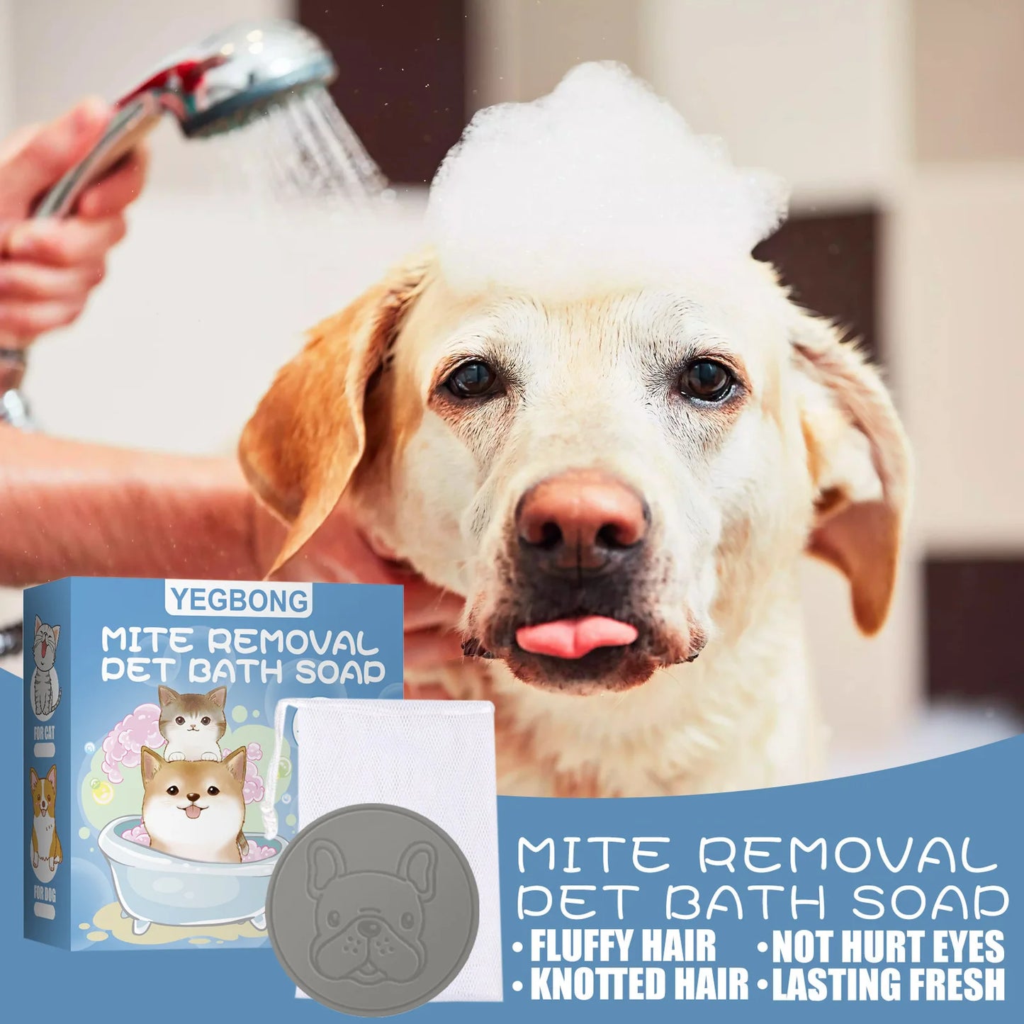 Pet Mite Removal Bath Soap for Dogs and Cats Cleaning