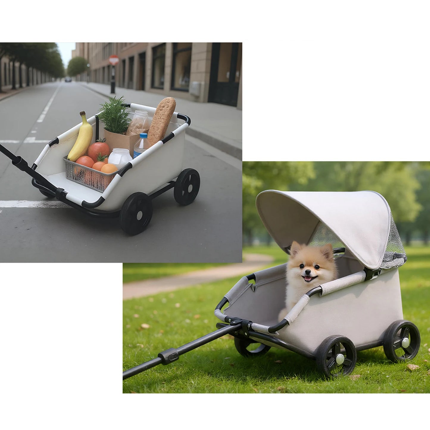 Pet Stroller With Sun Cover Breathable For Dogs Cats