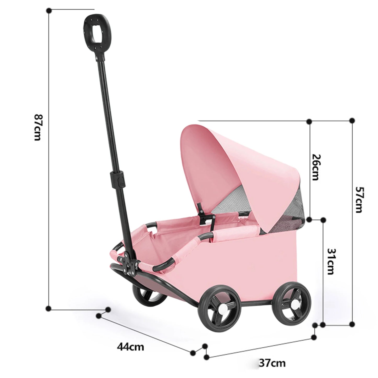 Pet Stroller With Sun Cover Breathable For Dogs Cats