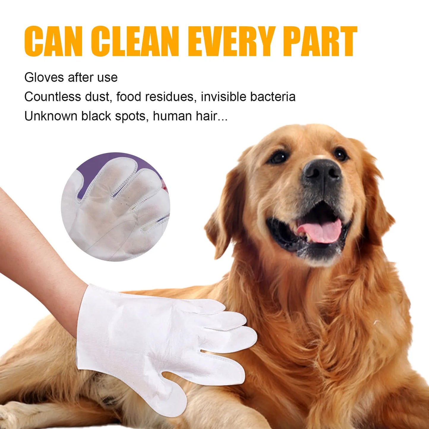 6Pack Cat Dog Grooming Glove Pet Hair Deshedding Brush Wipes