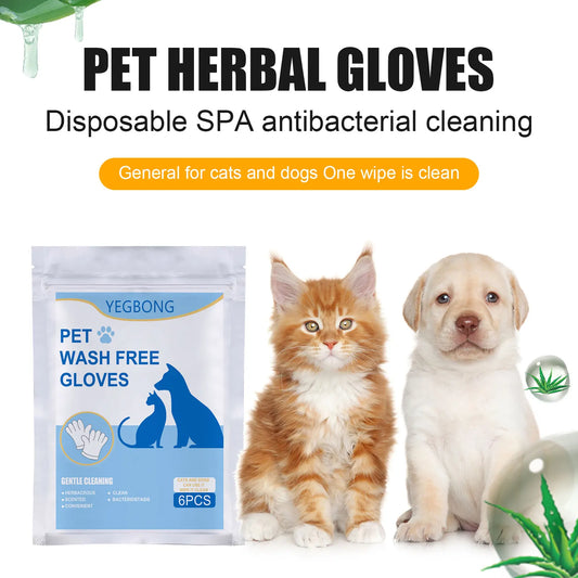 6Pack Cat Dog Grooming Glove Pet Hair Deshedding Brush Wipes