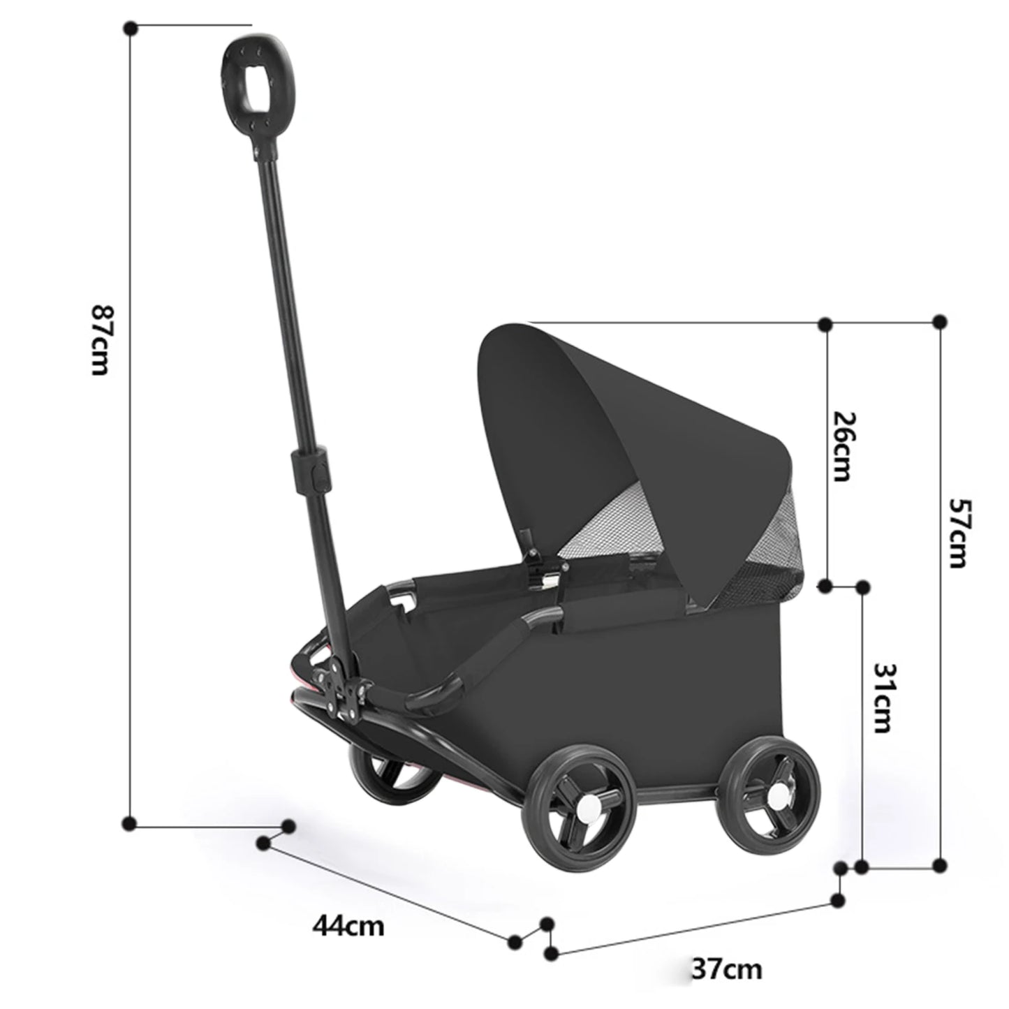 Pet Stroller With Sun Cover Breathable For Dogs Cats