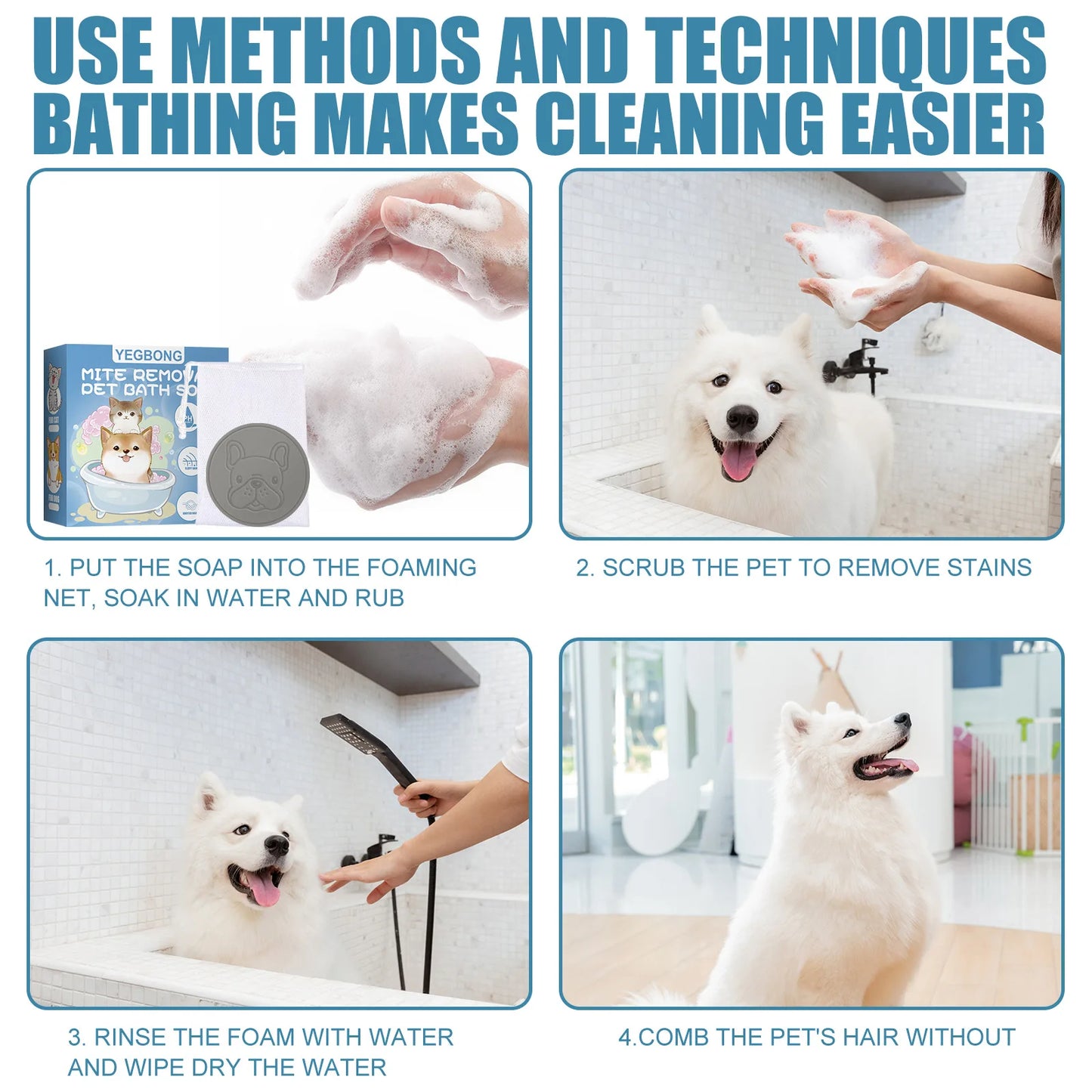 Pet Mite Removal Bath Soap for Dogs and Cats Cleaning